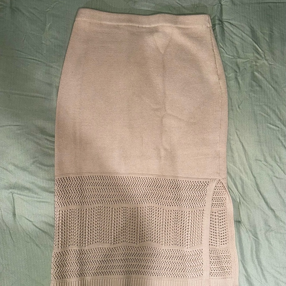 Rachel Zoe Beige Knit Skirt Set - Picture 2 of 3